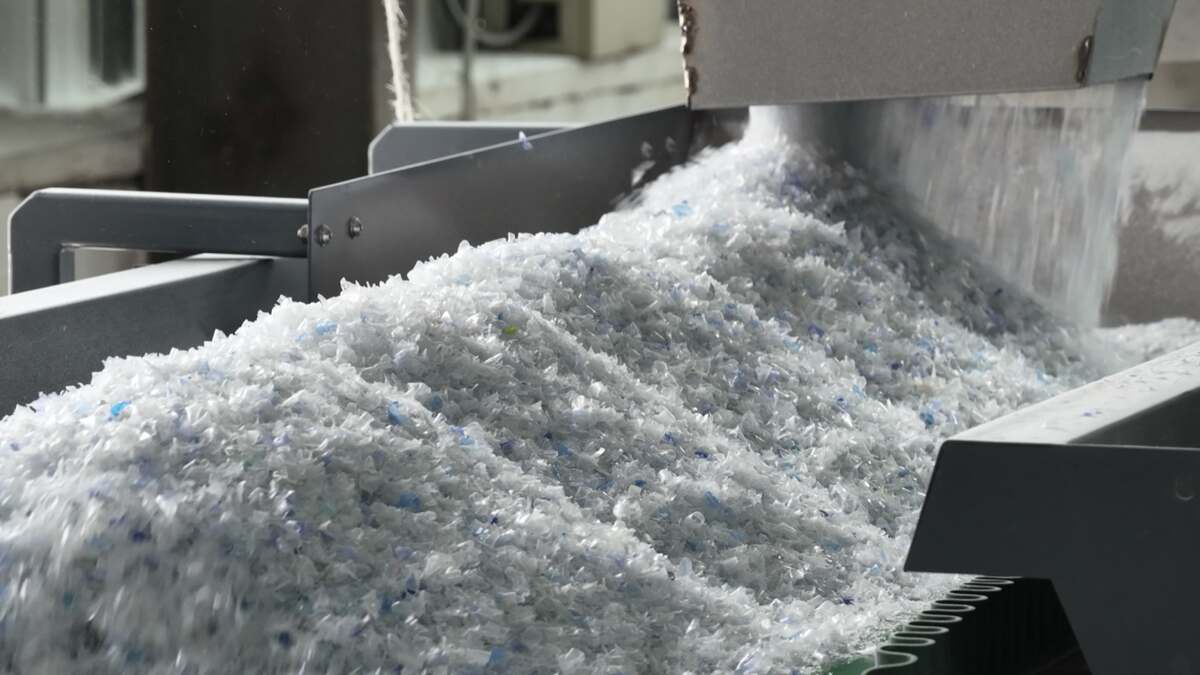 Recycled post-consumer PET bottle flake, raw material